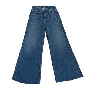 Mother Wide Leg The Patch Pocket Roller Fray Wash Beginners Luck Size 29- FLAW